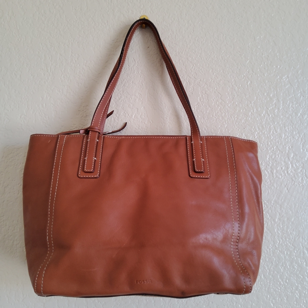 Fossil Brown Leather Tote Bag NWT